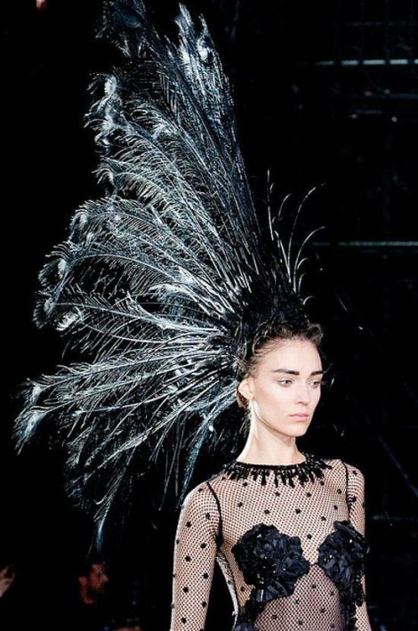 Louis Vuitton  Fashion, Shades of black, Feather headdress